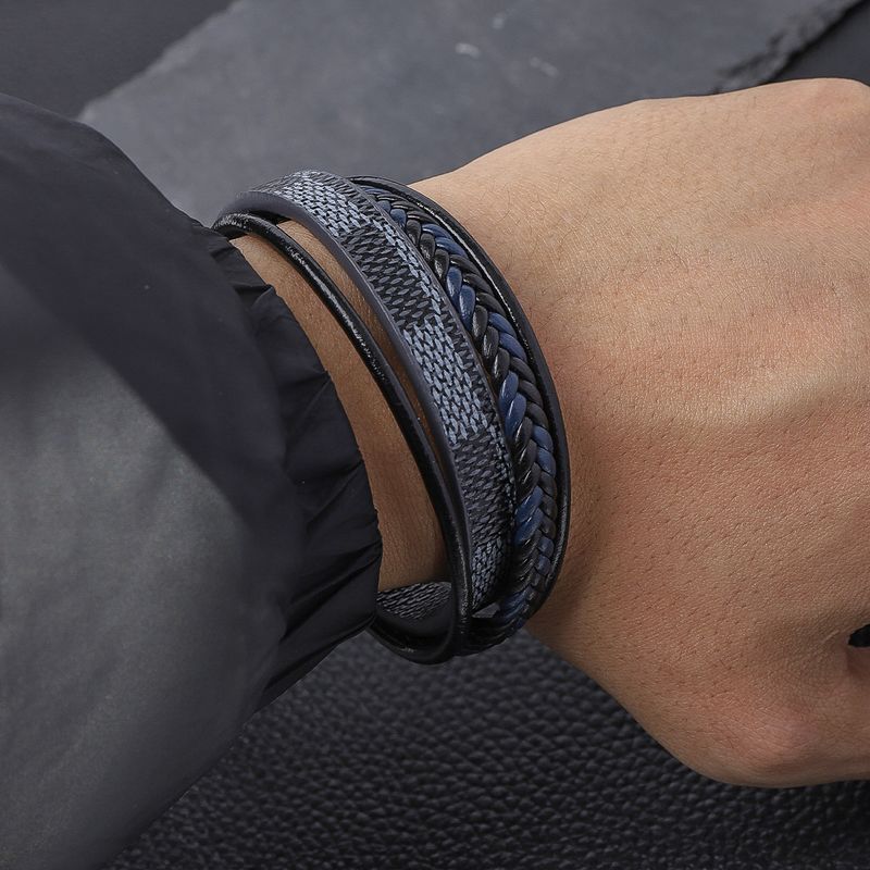 Uformelt ensfarget Pu-lær armbånd for menn_voghion.com