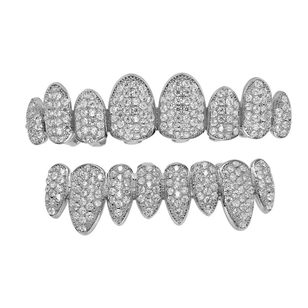Custom High-Quality Hip Hop Jewelry Teeth 8Top 8Dowm Sier Vvs Diamond Fully Iced Out Perm Cut Moissanite Grillz For Mens_voghion.com