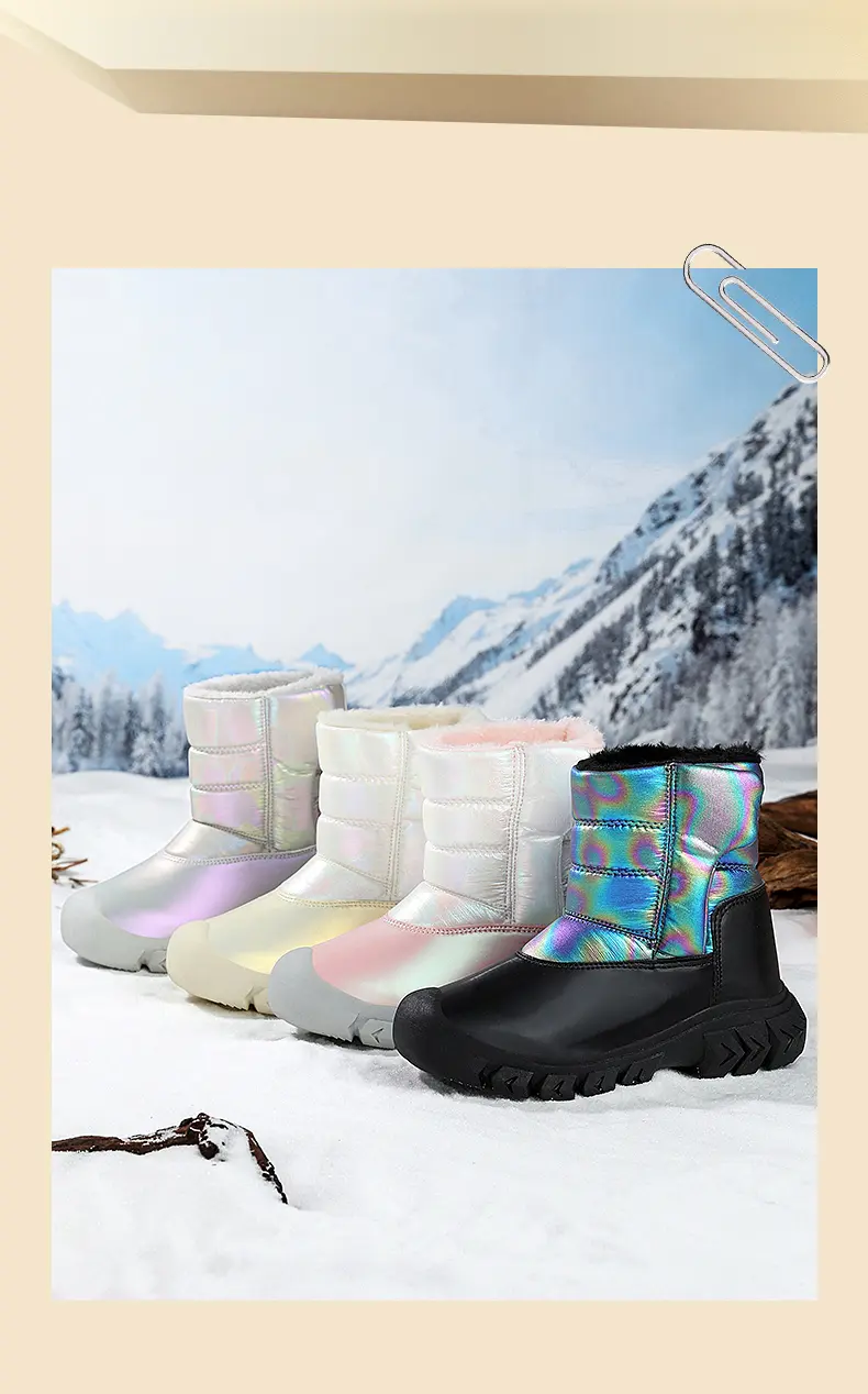 Winter Kinder Fleece verdickt und warm Outdoor Sport und Freizeit High-Top Schneestiefel_voghion.com