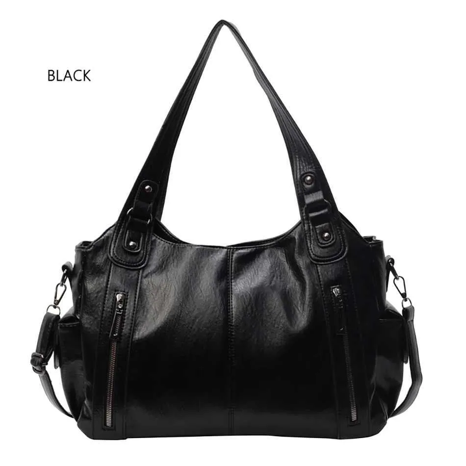 Women's Large Shoulder Bag Two Layer Soft Leather Retro Handbag_voghion.com