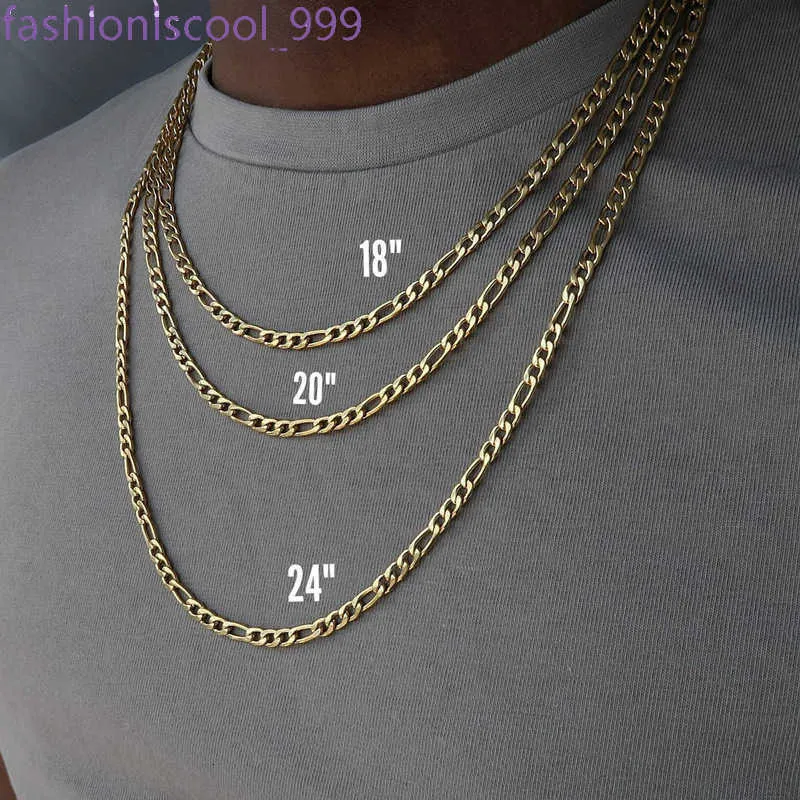 18 Karat Gold Edelstahl Hip Hop Halsketten kubanische Kette für Männer_voghion.com