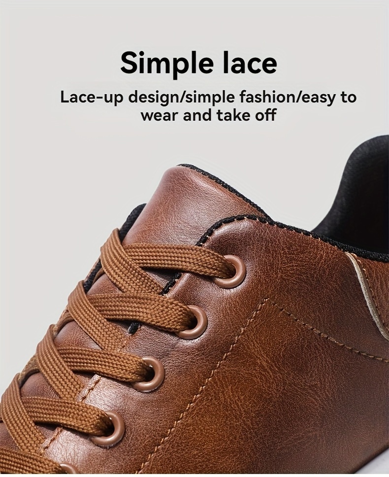 Herren-Skateboardschuh aus PU-Leder mit Schnürung, trendiger, bequemer, leichter Outdoor-Schuh mit rutschfester Sohle zum Gehen und Joggen_voghion.com