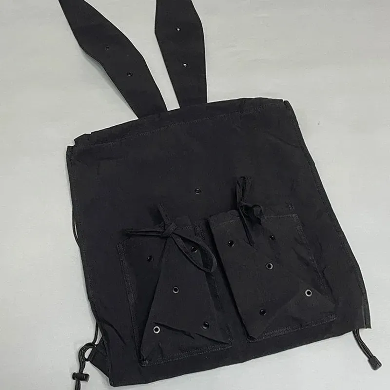 INS coreano coniglio orecchie fiocco lacci coulisse plissettato casual spalla femminile grande capacità tote borsa zaino leggero_voghion.com