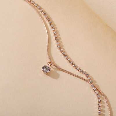 Schmuck Kreative Einfache Neue Doppelschicht Eingelegte Diamant Schlange Knochen Fußkettchen_voghion.com