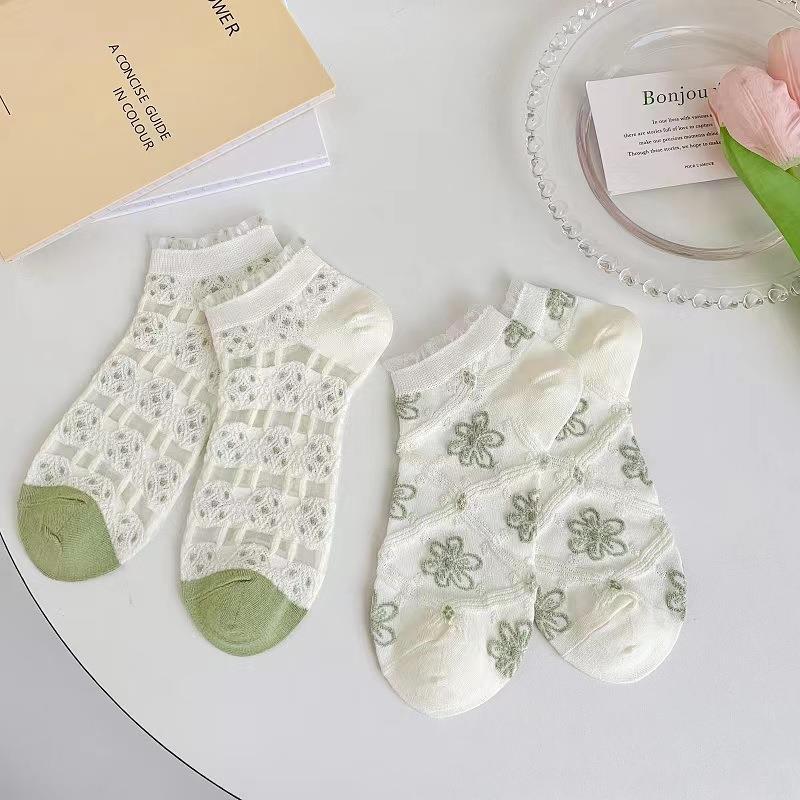 Socks For Women Spring And Summer Korean Thin Short Socks Summer Sweat Absorbent Breathable Invisible Socks Japanese Sweet Floral Ladies Socks_voghion.com