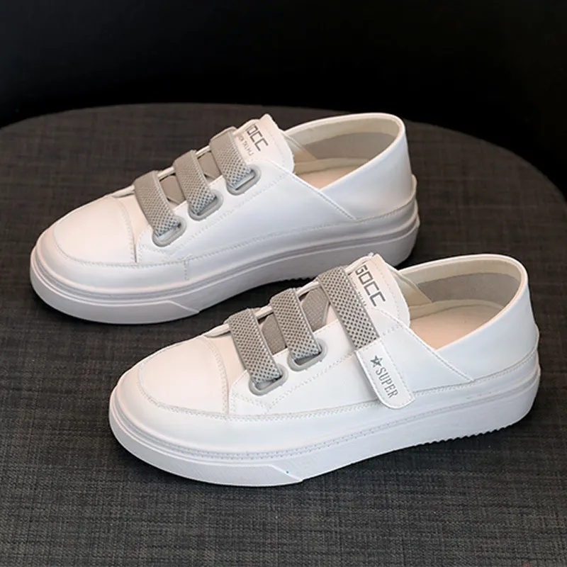 Genuine Leather Flat Bottomed Lightweight Small White With Mesh For Breathability Comfort Casual Board Shoes_voghion.com
