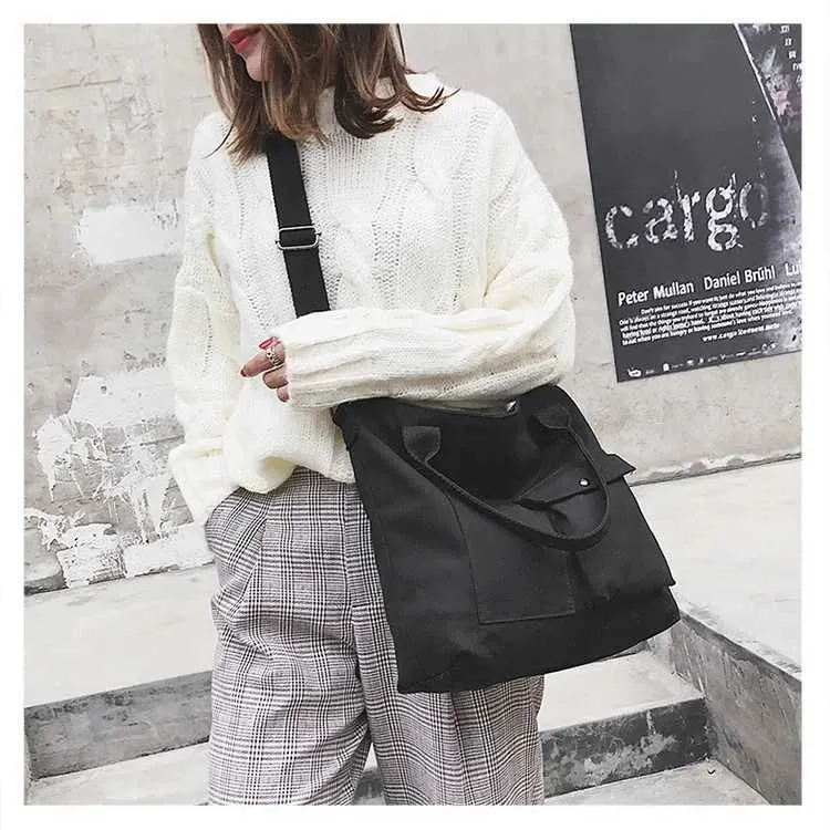 Sac à main étudiant Fi sail Shoder grande capacité couleur unie shopping décontracté Fem sac en forme de croix 2024 Y241109_voghion.com