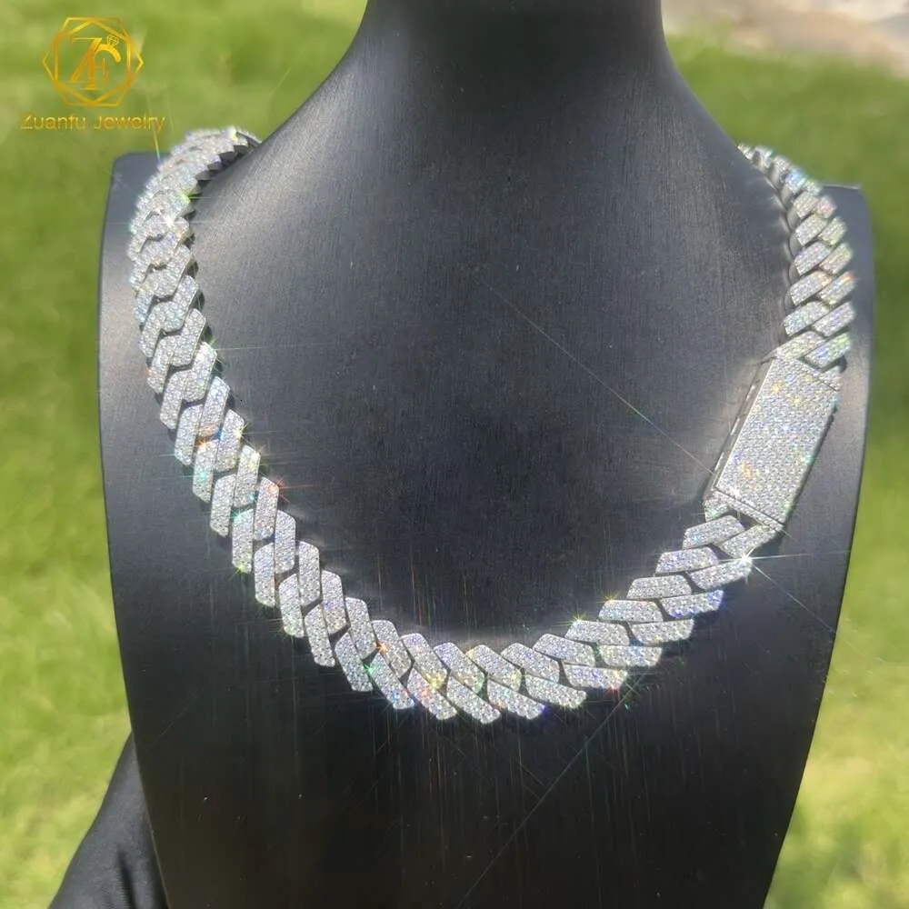 Gioielleria raffinata Hip Hop Sterling Sier Vvs Moissanite Diamond Iced Out Miami Big 16mm 20mm Collana a catena a maglia cubana per uomo_voghion.com