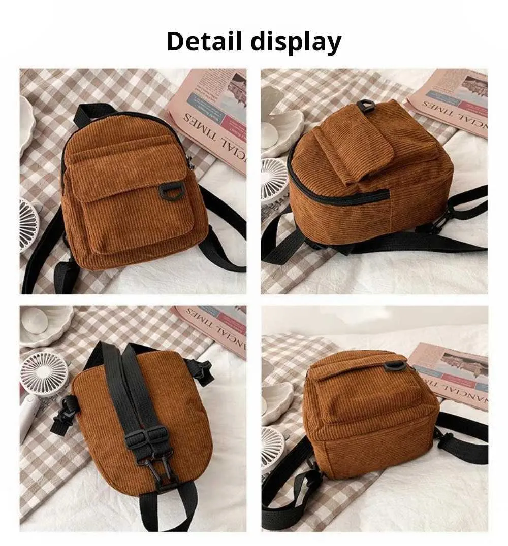 Kleiner Damen Mini Rucksack Aus Kord Für Freizeit Und Reisen_voghion.com
