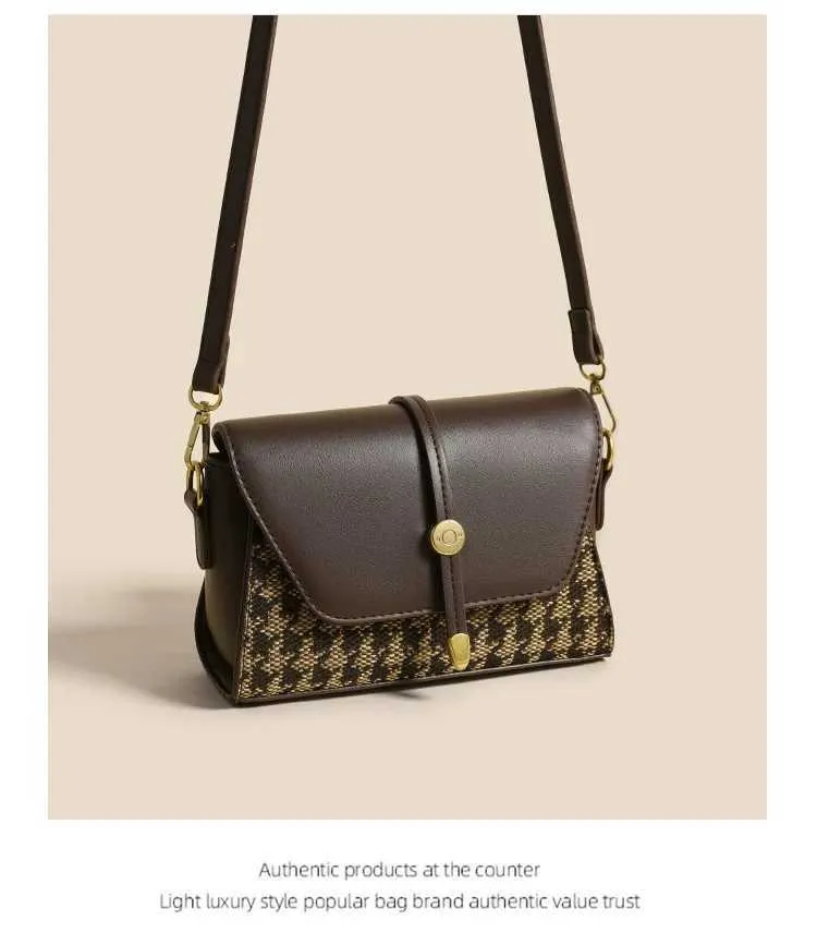2024 Novas Mulheres Tote Canvas Splicing Couro Pequeno Quadrado Premium Qianniao Grid Bolsa de Axila Único Ombro Crossbody_voghion.com