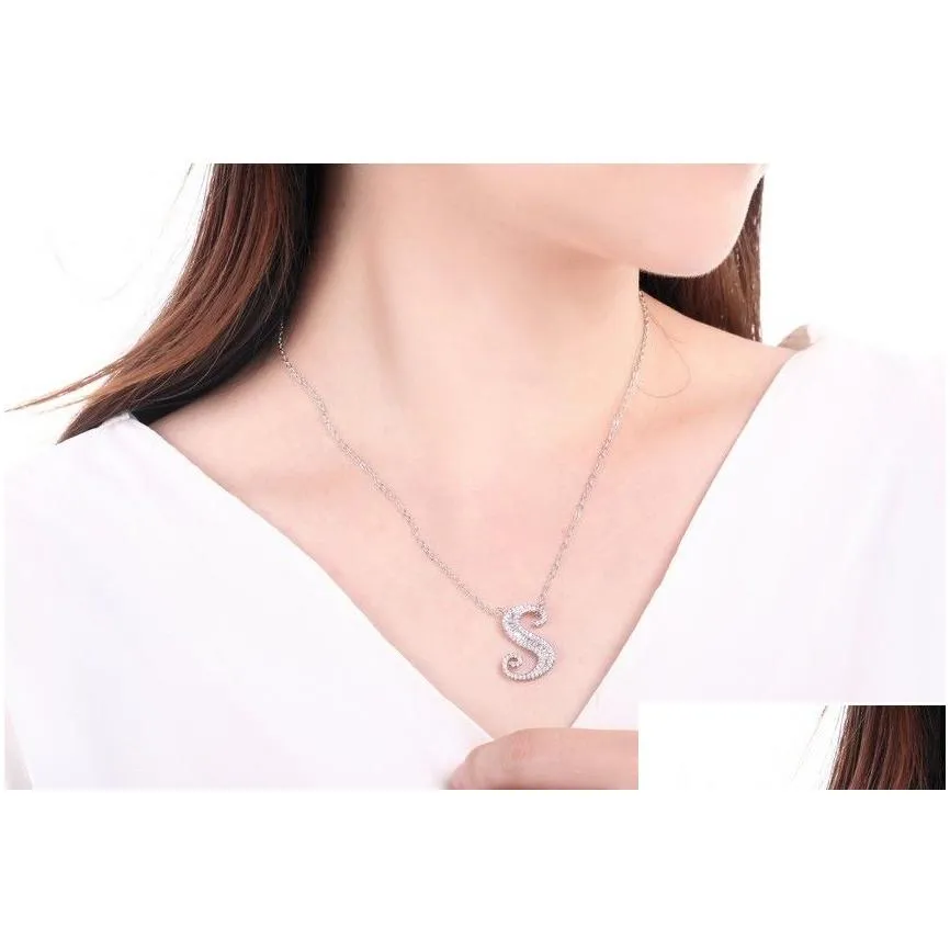 Collane con ciondolo Choucong 26 lettere inglesi Gioielli Sterling Sier Pave Topazio bianco Cz Diamante Gemma infinita Nozze_voghion.com