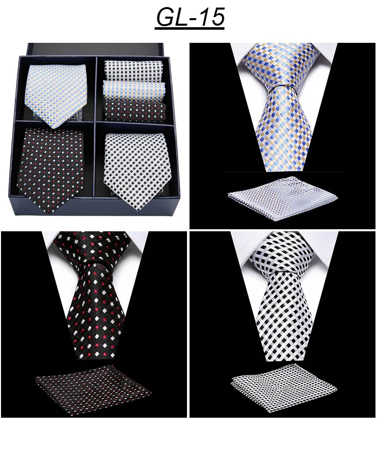 Rusetit Miesten Solmiosarja Klassinen 7,5 cm Solmio ja Keltainen Vihreä Musta Paisley Pocket Square Miehille Häät_voghion.com