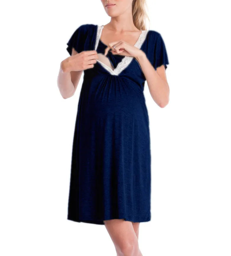 Pregnancy Nursing Clothes Women Lactation Maternity Dresses Clothing for Breastfeeding Pregnant Summer Dress_voghion.com