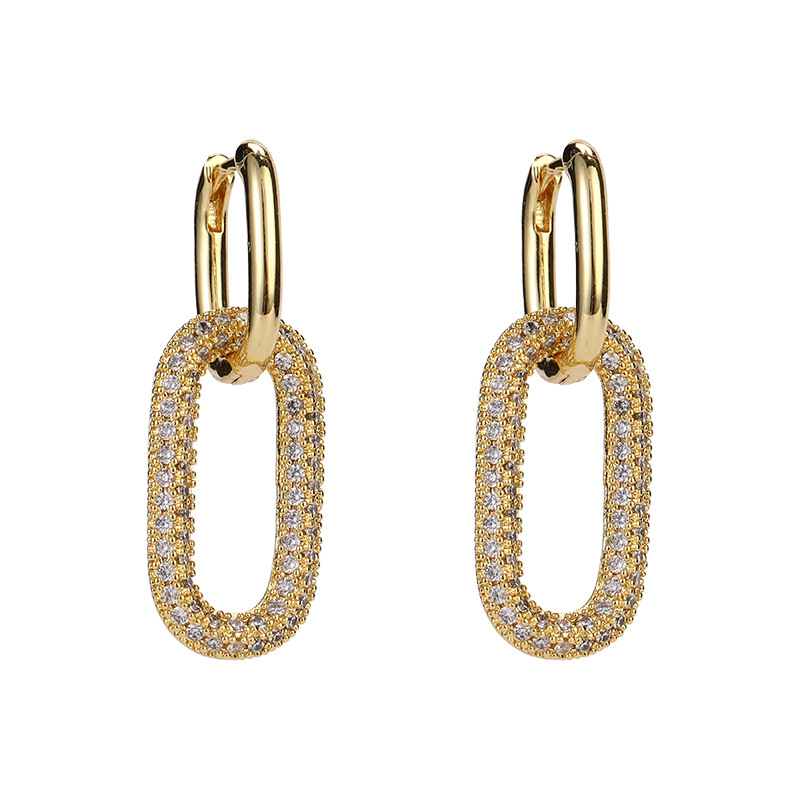 Boucles d'oreilles rétro simples en cuivre et zircon, style cool, petites et fraîches, nouvelles boucles d'oreilles tendance pour femmes