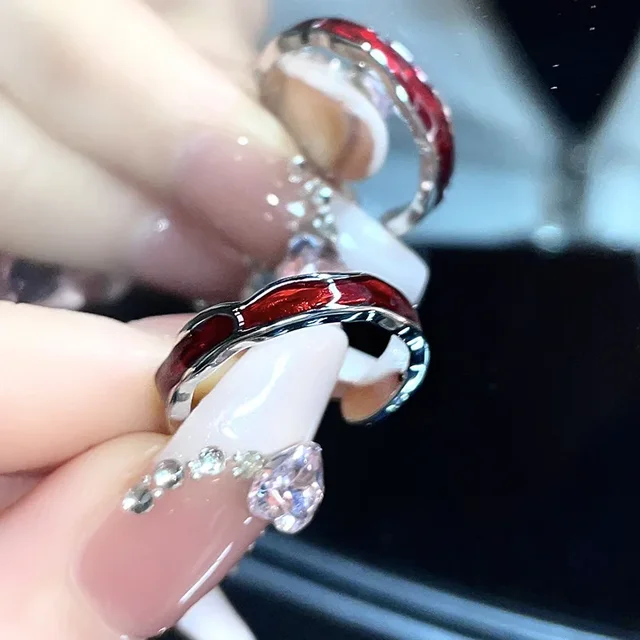 Anello di alta classe con farfalla rossa da donna, stile punk gotico, regolabile, stile francese, personalizzato, regalo per feste_voghion.com