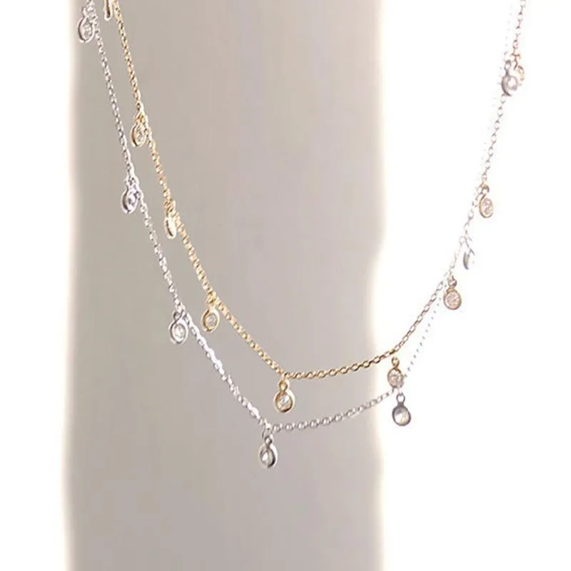 Nuovo cerchio di gioielli con strass, corto, alla moda, fatto a mano, con catena a maglie, collana girocollo, regalo per donne e ragazze, oro, argento_voghion.com