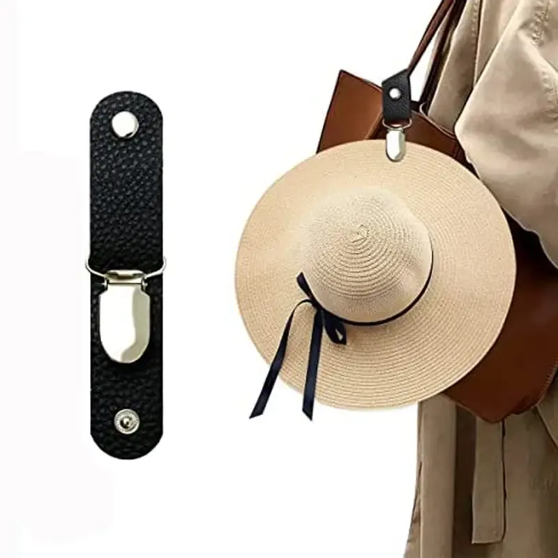 Clip porta-cappello multifunzionale in pelle per viaggi e campeggio: fissa saldamente il tuo berretto alla borsa o al bagaglio_voghion.com