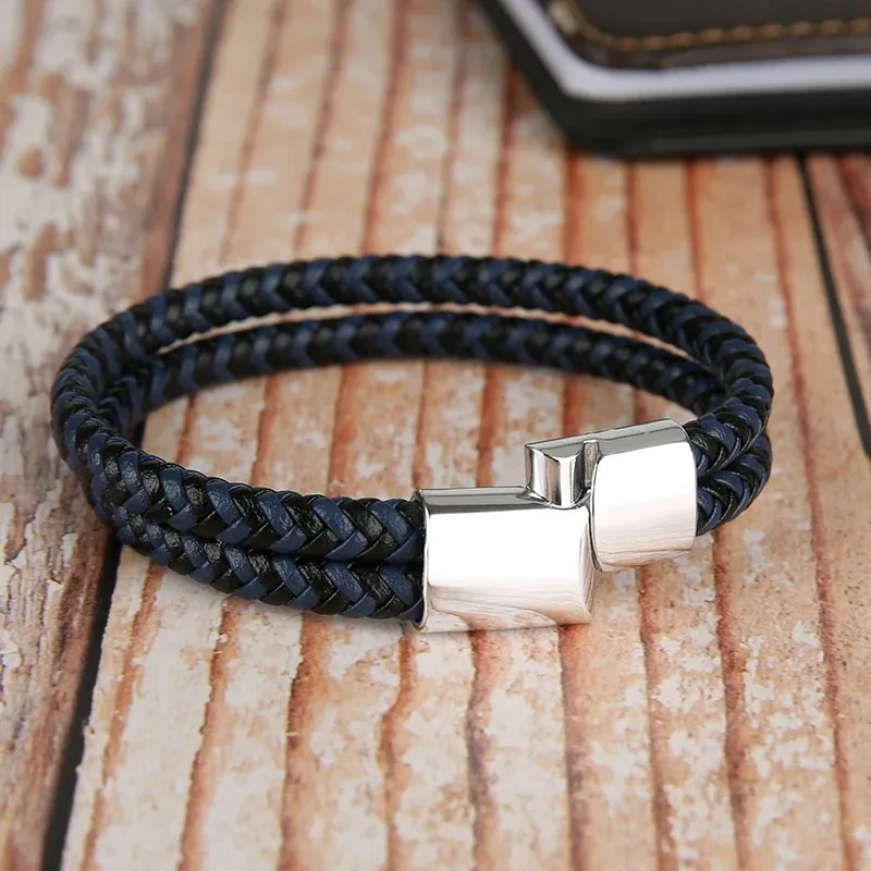 Genuine Bracelets Bangles for Men Women Double Layer Leather Rope Bracelet Handmade Jewelry Homme Pulseras 240507_voghion.com