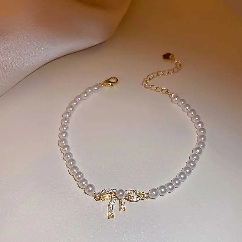 Bracelet ajustable avec perles et strass pour femme doré_voghion.com