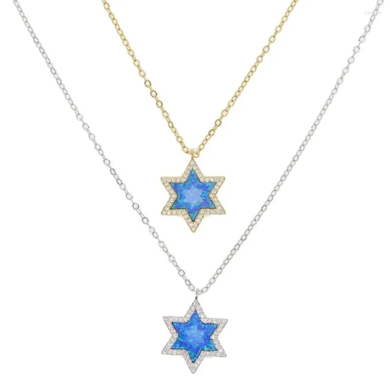 Chaînes 2023 Arrivée Bijoux De Mode Étoile De David Pierres Opales Pendentif Collier Pour Femmes Colliers 41 5cm Chaîne_voghion.com