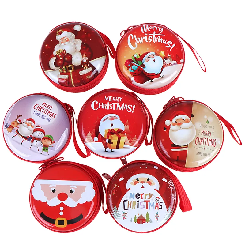 Merry Christmas Printing Ball Shaped Mini Tin Box Round Empty Candy Storage Coin Headphones Case Party Kids Favors_voghion.com
