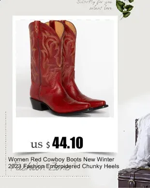 Winter Blue Western Cowboy Women Shoes Thick Heels Pointed Toe Embroidered Mid Calf Boots Fashion Cowgirl Booties 240921_voghion.com