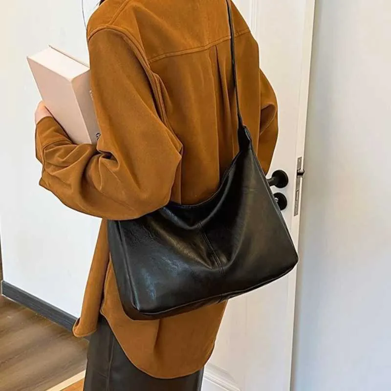 PU Leder Pendler Mode Vintage Casual Maillard Stilvolle Umhängetaschen für Frauen Textur Große Kapazität_voghion.com