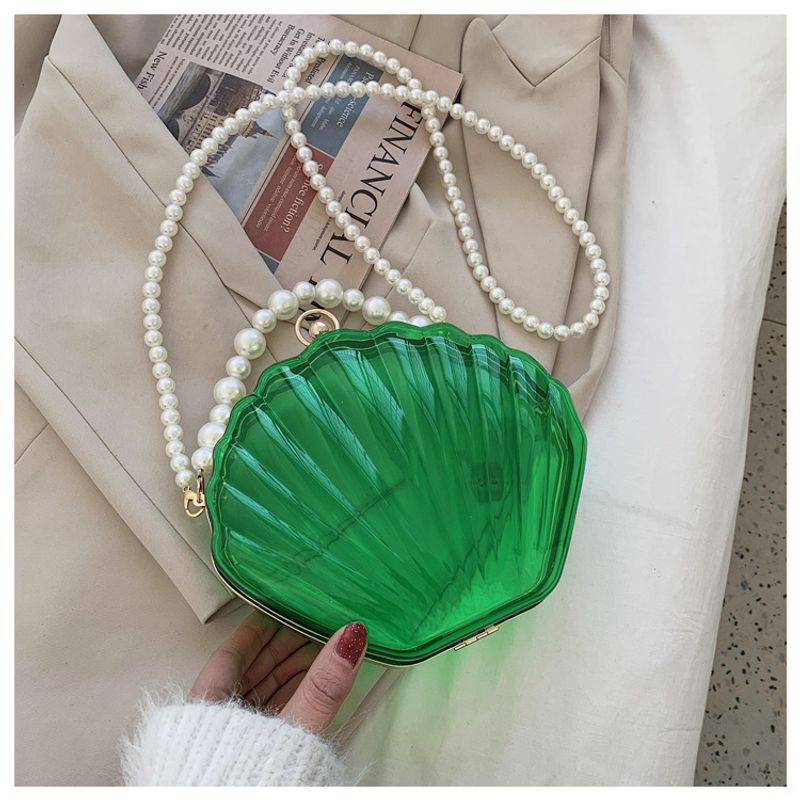 Abendtaschen für Damen 2023 Neue trasparente Muscheltasche Clutch Box Handtaschen Perlenkette Umhängetasche Acryl_voghion.com