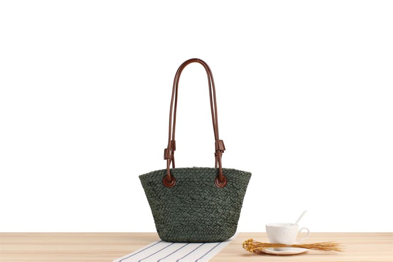 Modische einfache einfarbige Papiertasche im Retro-Stil mit Kontrastfarbe und großem Fassungsvermögen für den Urlaub,_voghion.com