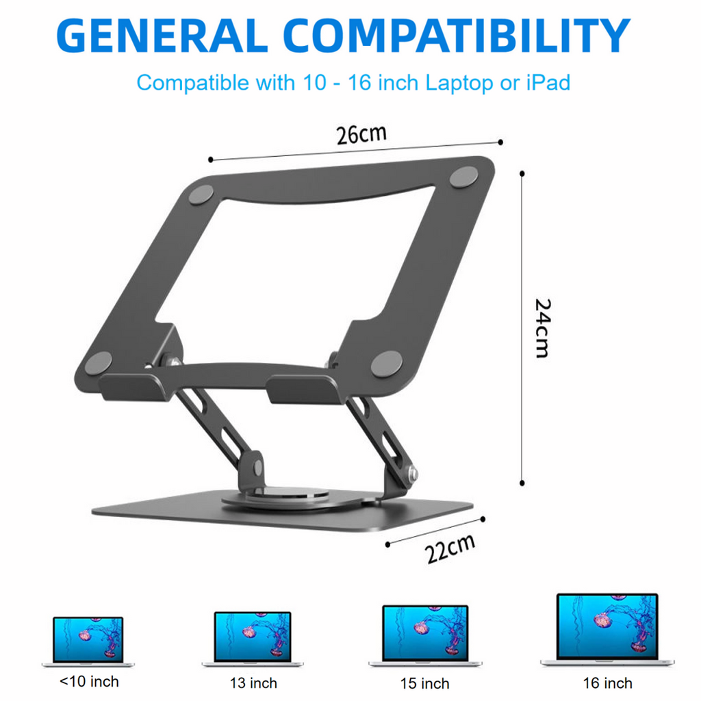 360° Rotating Laptop Stand Foldable Laptop Stand Height Adjustable Foldable Tablet Stand 10-17 Inches Devices_voghion.com