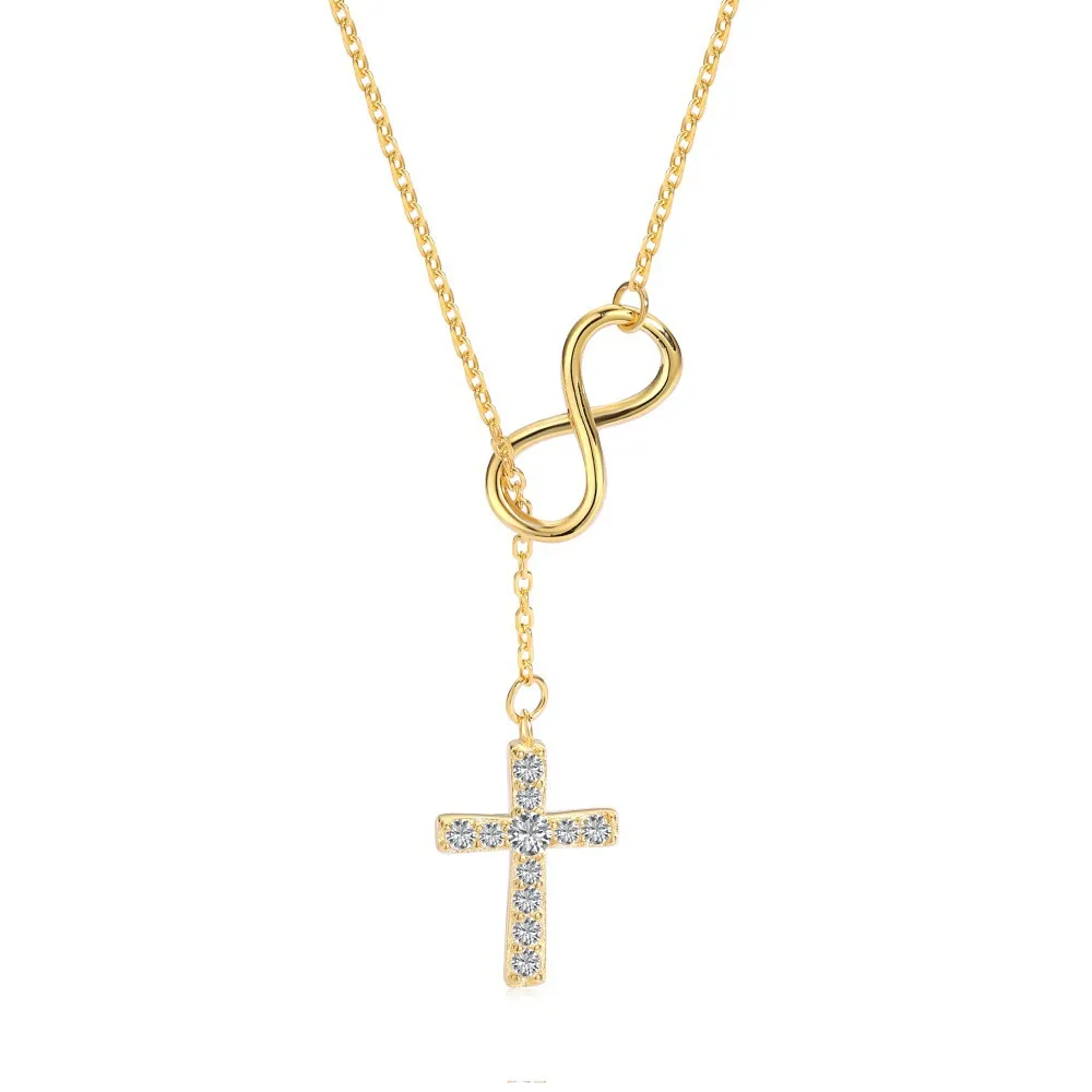 Collier en croix de couleur HX Sier, petit et micro ensemble, pendentif en zircon, chaîne personnalisée, collier tendance_voghion.com