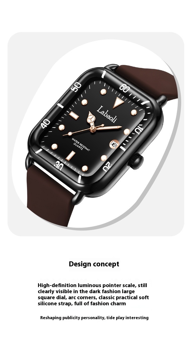 Labaoli New Scale avec calendrier carré montre pour femme, montre polyvalente décontractée_voghion.com