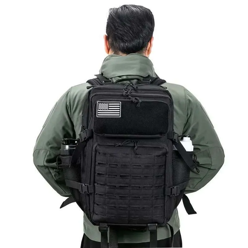 Zaino tattico da 25L/45L per donna/uomo, per sopravvivenza all'aperto, con taglio laser, Molle, per escursionismo, scuola, palestra, zaino con doppia tazza_voghion.com