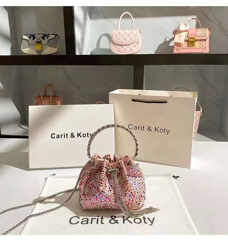 Glitter Shiny Dias Abend Metall Ring Griff Eimer Frauen Handtasche Hochzeit Party Kupplung Geldbörse Schulter Umhängetasche_voghion.com