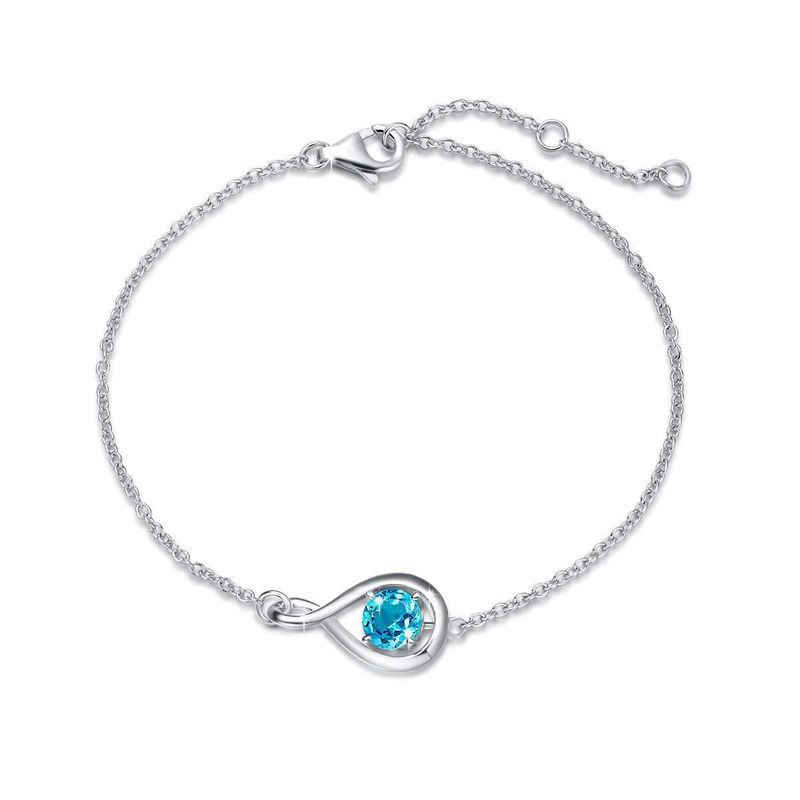 Bracelet ajustable en zircon couleur goutte d'eau, design simple et pierre de naissance_voghion.com