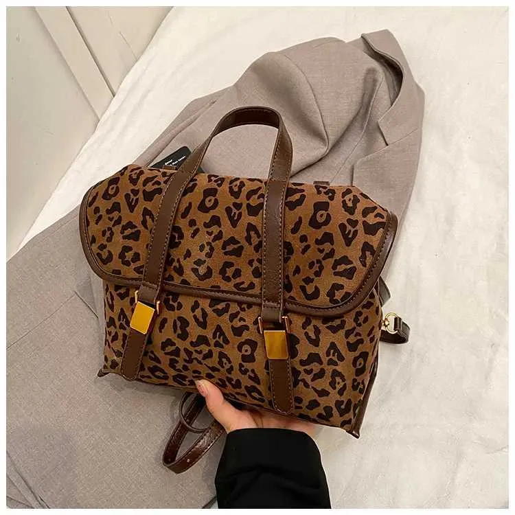 Leopardí batoh pro ženy s velkou kapacitou, dámské brašny z umělé semiše, tašky přes rameno, univerzální aktovka na dojíždění_voghion.com