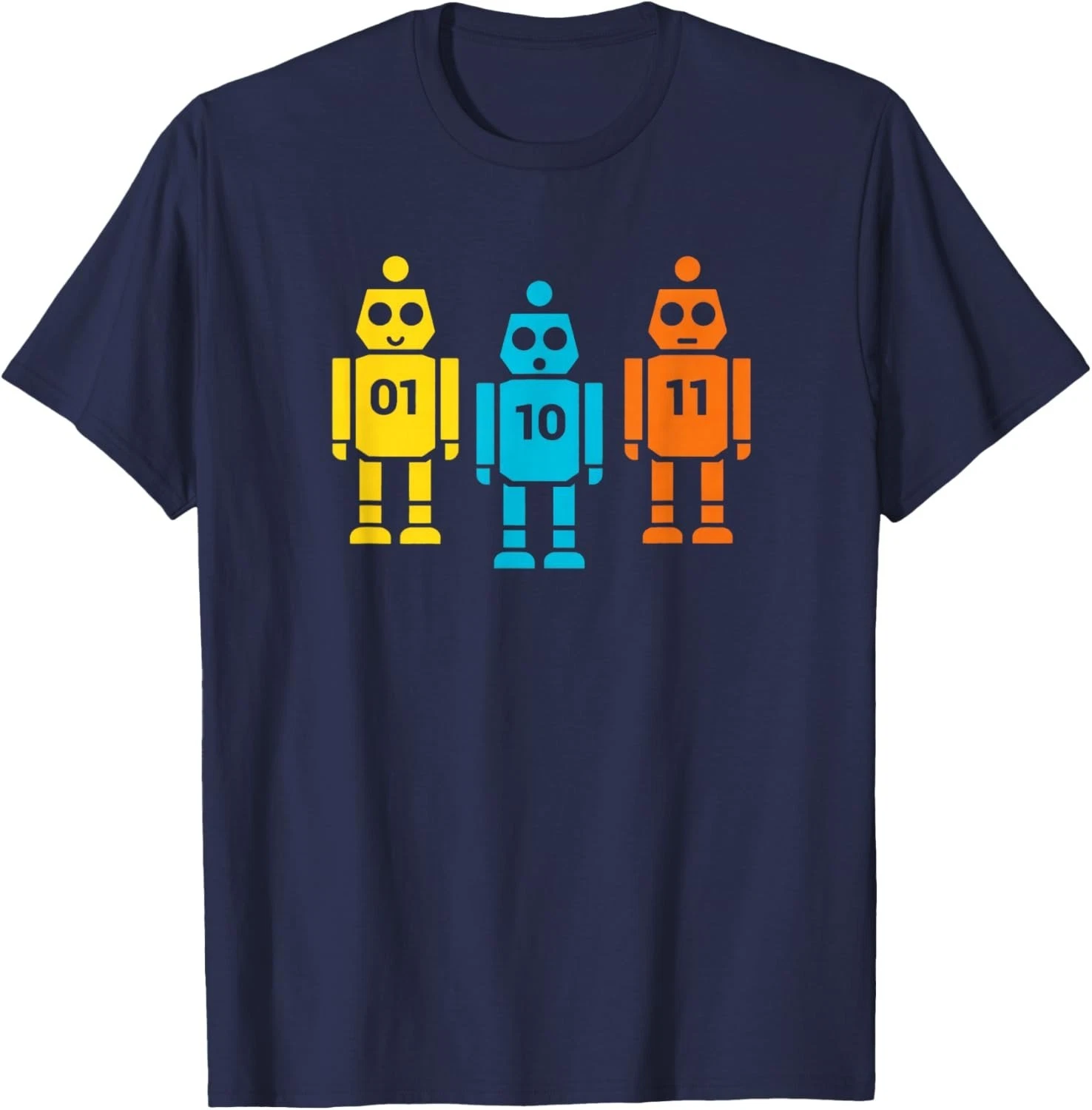 01 10 11 Robot Gift T-shirt For Men Cotton Graphic Tee_voghion.com