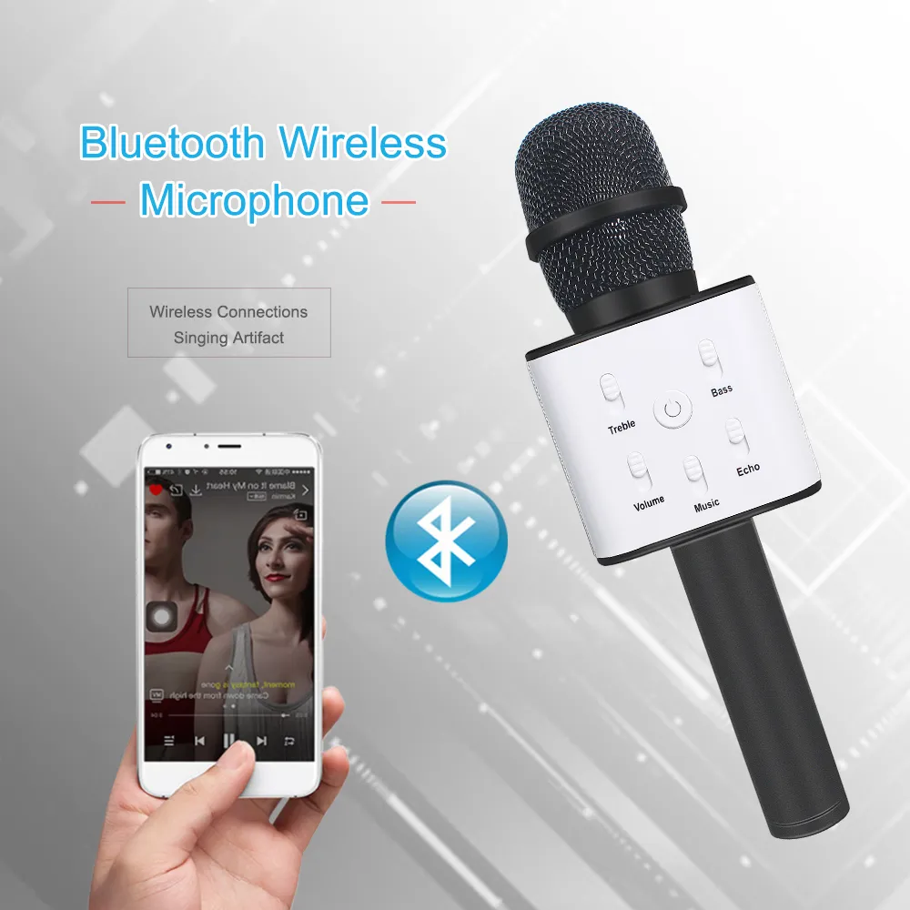 Q7 Bluetooth Wireless Smartphone Microphone Handheld Mic Dual Speakers Home Ktv With Storage Bag_voghion.com