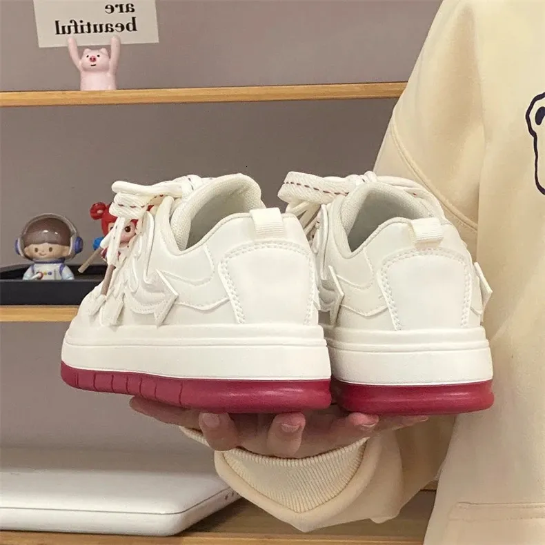 Women Platform White Lace Up Skateboard Flat Outdoor Comfortable Running Shoes Tennis Jogging Sneakers atos De Mujer_voghion.com