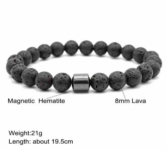 Hotselgende svarte tigerøyeperler steinperler magnetisk armbånd for menn og kvinner_voghion.com