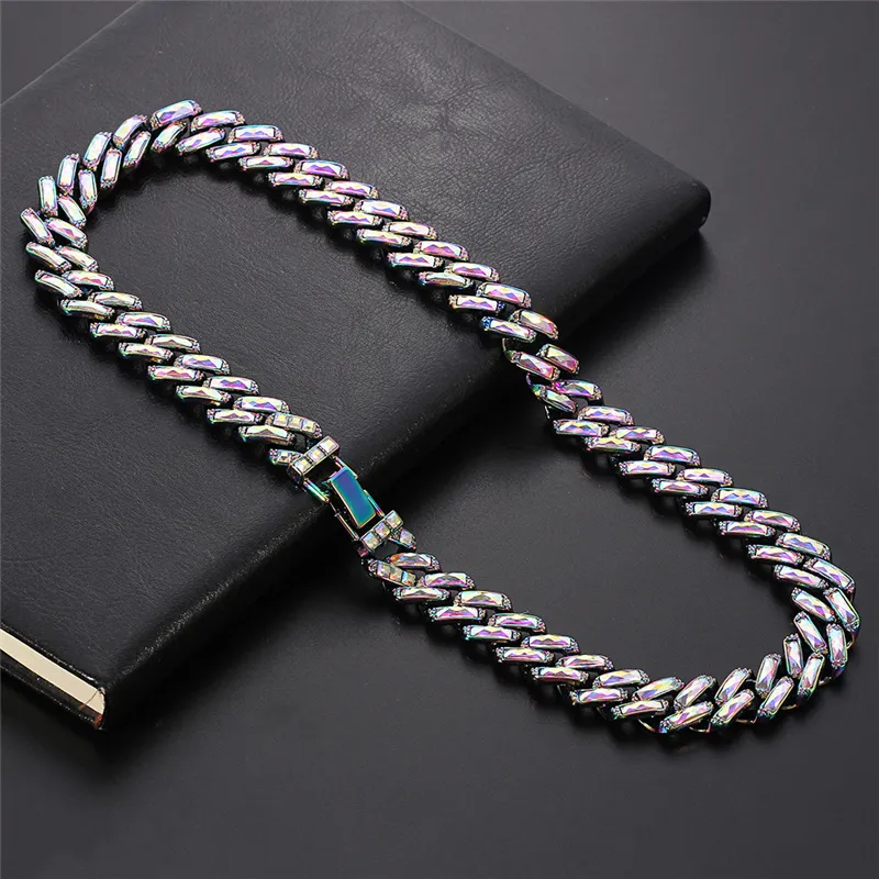 Iced Out Cuban Link Chain Necklace For Men Gold And Silver Colour_voghion.com