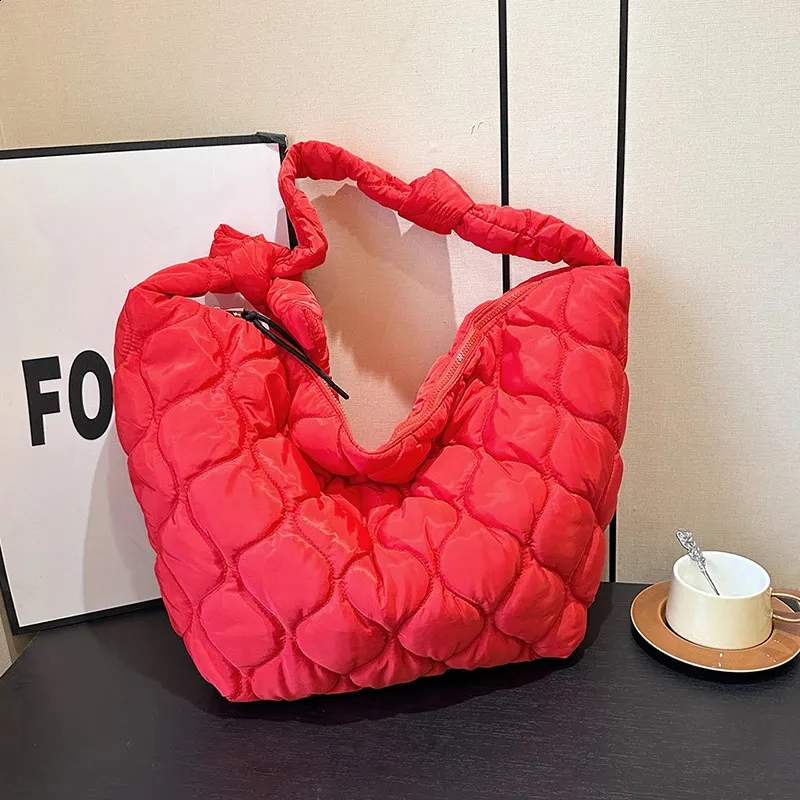 14barevná nylonová prošívaná taška s uzlovým ramenním popruhem, kabelka, velká kapacita, crossbody taška, dámské psaníčka 240823_voghion.com