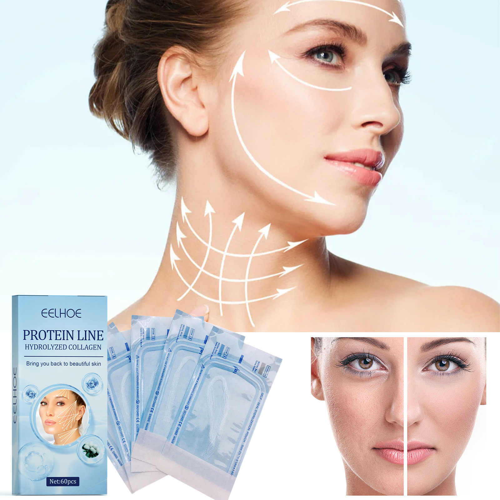 EELHOE protein lifting line  skin anti wrinkle V-face lifting, tightening, relaxing facial contours, reducing fine_voghion.com