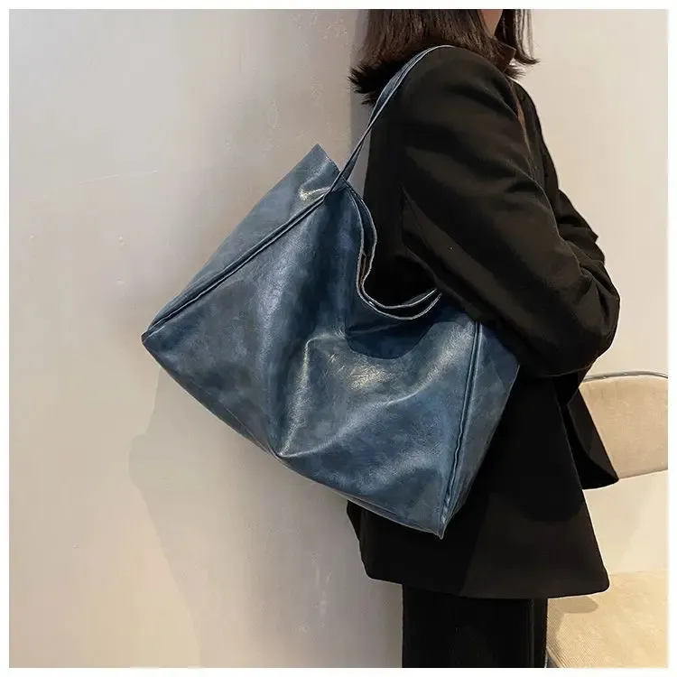 Geantă de umăr din piele pentru femei, model vintage roșu, sport, casual, la modă, capacitate mare, Shopper, Haruku, simplă, geantă de mână_voghion.com