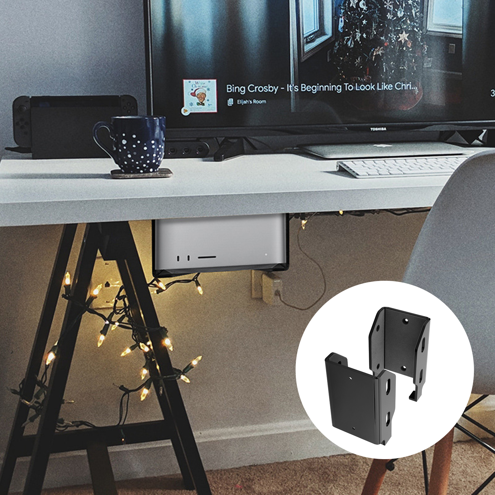 Xinweiqing Desktop Mount Non-slip Anti-scratch Heat Dissipation Acrylic Wall Tabletop Bottom Computer Stand for Studio_voghion.com