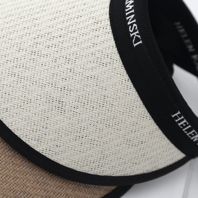 Alphabet Grass Woven Women's Summer Sunshade Open Top Sunscreen Versatile UV Protection Hair Hoops Cool Hat Fashionable_voghion.com