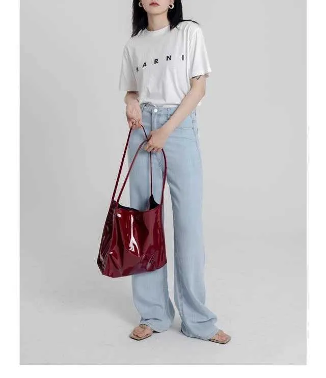 Sacs à bandoulière en cuir verni tendance pour femmes, sacs à main fourre-tout décontractés vintage pour femmes, grande capacité pour le shopping Ba241104_voghion.com