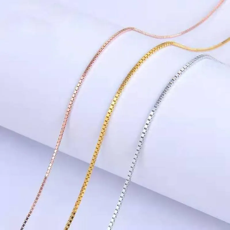Catene 1,2/1,5 mm di larghezza in acciaio inossidabile color oro argento collana a catena a scatola 47 cm maglia estensibile 4 cm gioielli da donna all'ingrosso_voghion.com