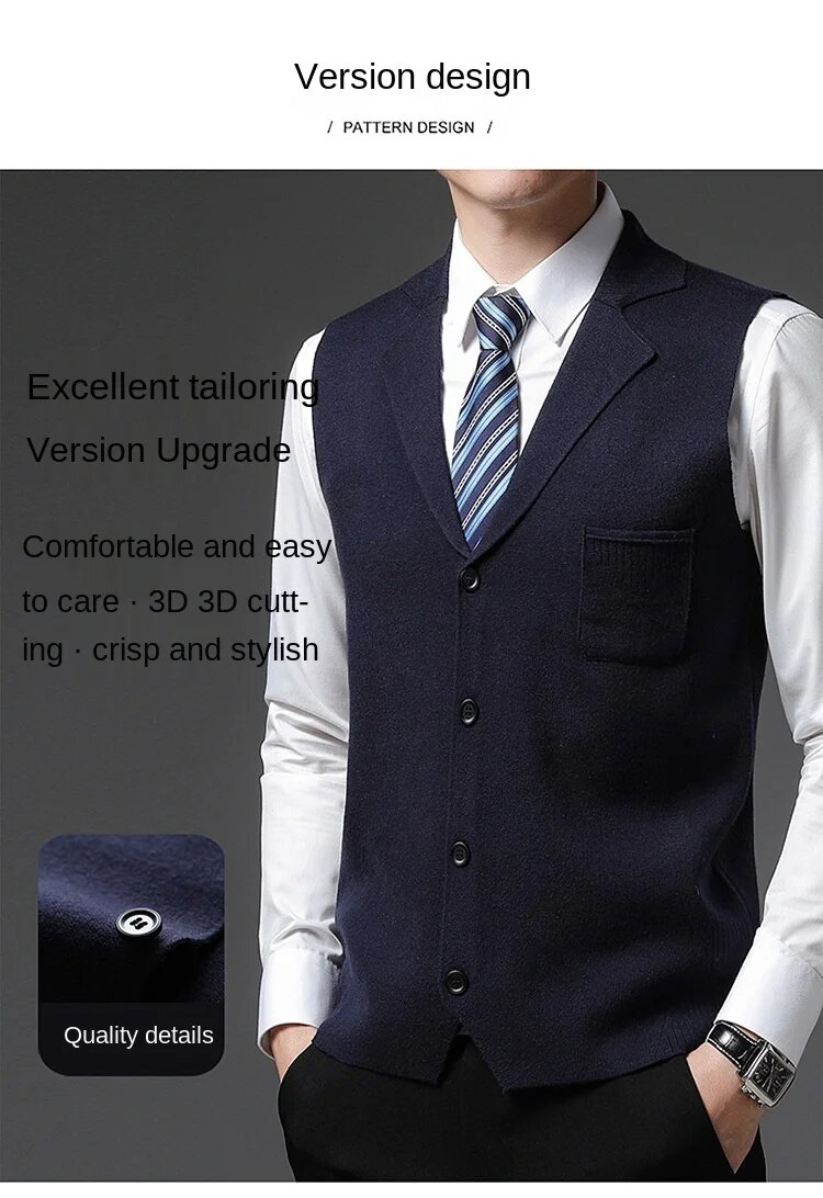 Level 4 Super Anti-pilling Top Grade Pleuche New Autum Lapel Fashion Brand Knit Cardigan Casual Korean Sweater Vest_voghion.com