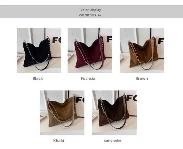 Stylish Women's Suede Shoulder Bag Large Capacity Leather Handbag_voghion.com